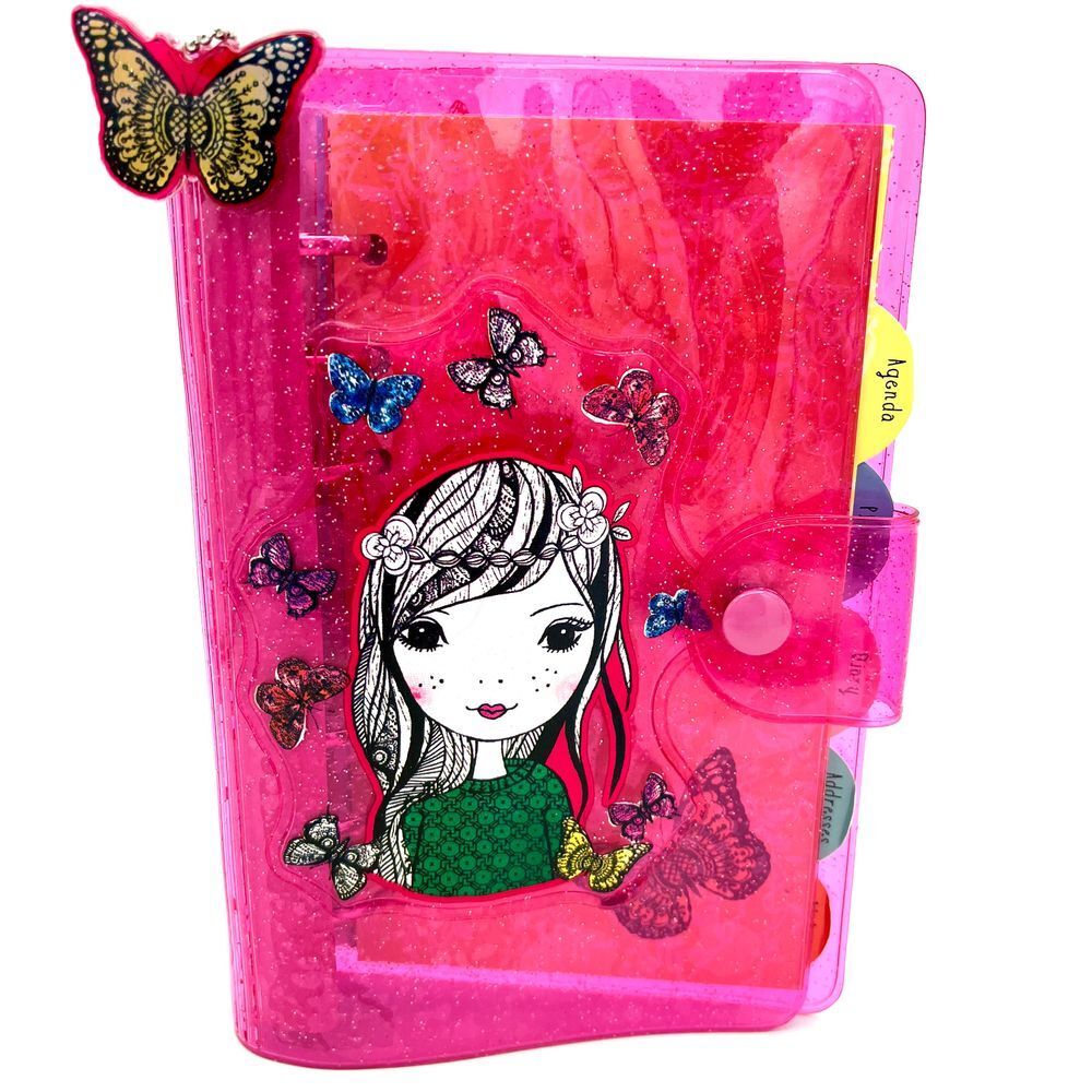 PAPERCHASE UK Cute Pink Butterfly Girl Refillable Planner Organizer w/ Dividers